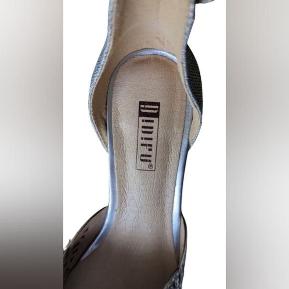 NIB IDIFU Candice silver glitter 3 inch pearl detail heel ankle buckle strap - Picture 10 of 16